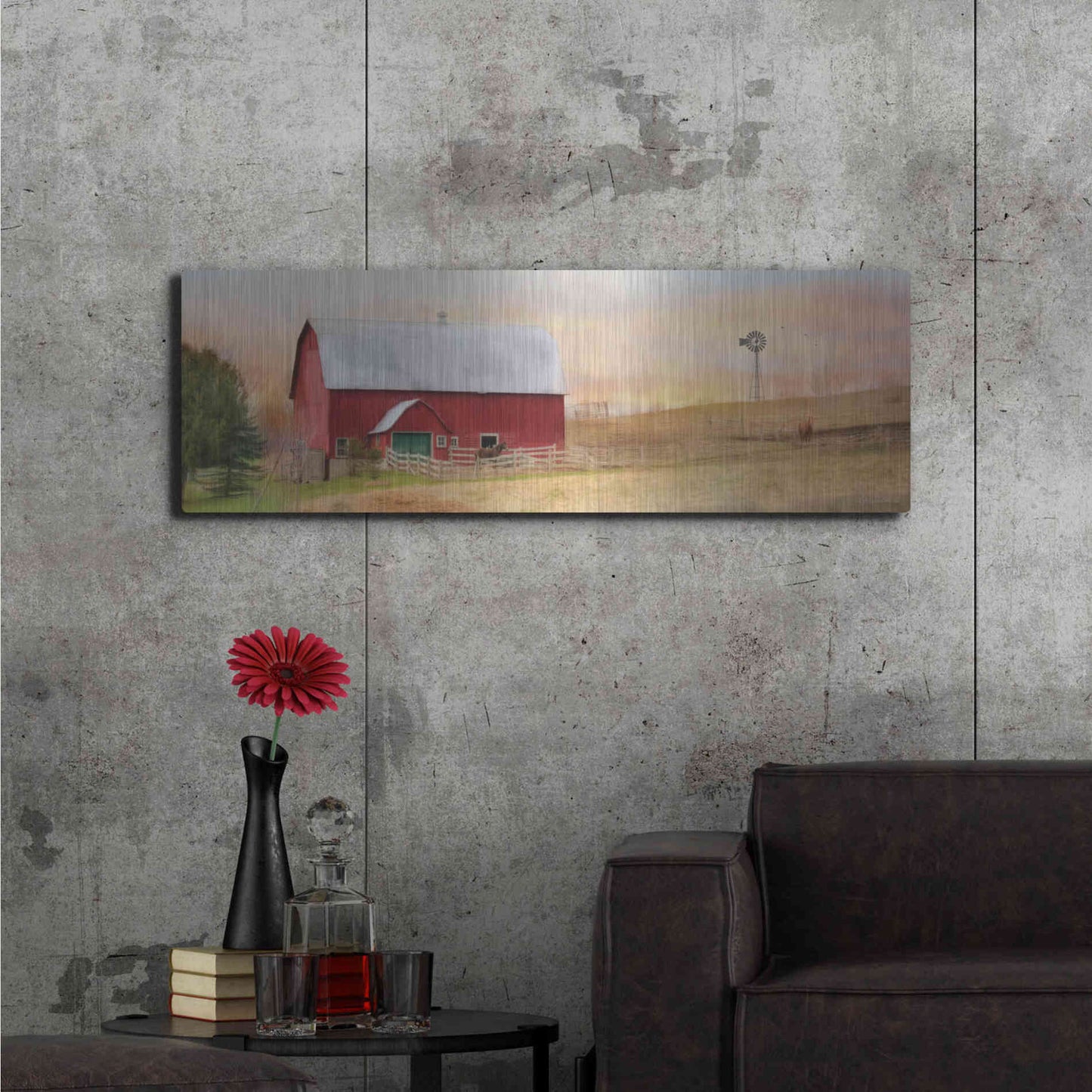 Luxe Metal Art 'Horse Farm' by Lori Deiter, Metal Wall Art,48x16