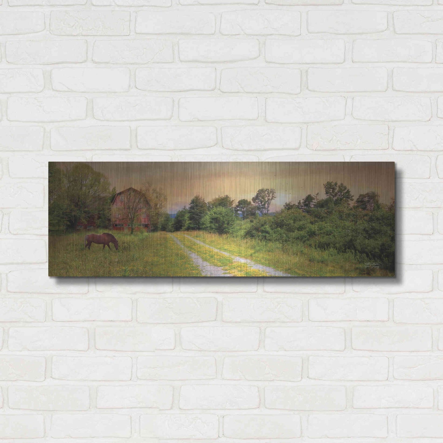 Luxe Metal Art 'Good Grazing' by Lori Deiter, Metal Wall Art,36x12