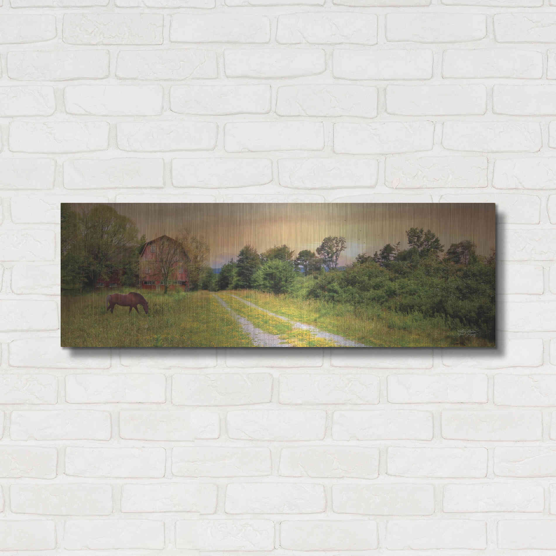 Luxe Metal Art 'Good Grazing' by Lori Deiter, Metal Wall Art,36x12