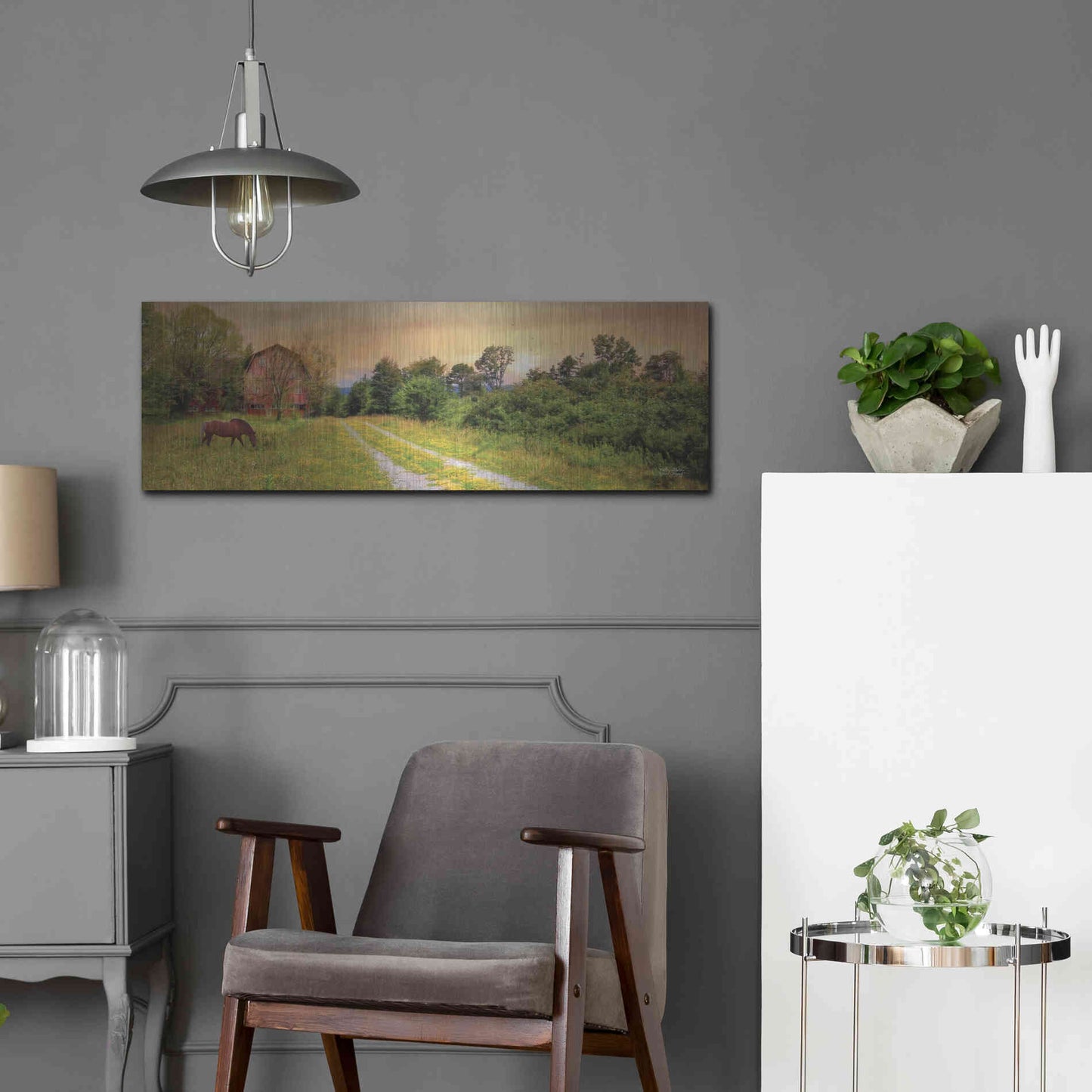 Luxe Metal Art 'Good Grazing' by Lori Deiter, Metal Wall Art,36x12