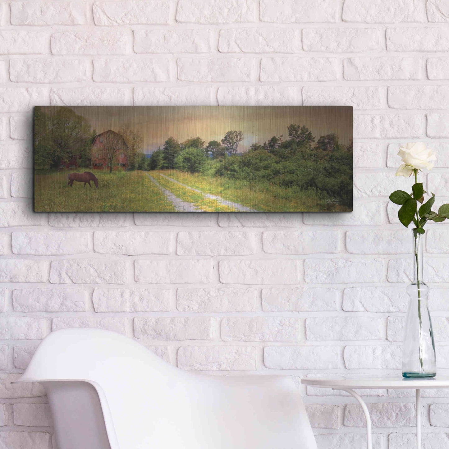 Luxe Metal Art 'Good Grazing' by Lori Deiter, Metal Wall Art,36x12