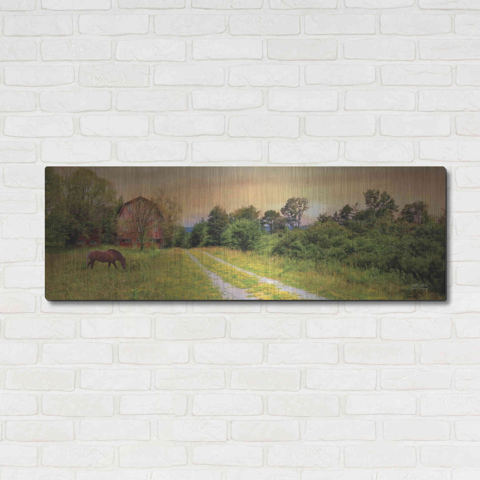 Luxe Metal Art 'Good Grazing' by Lori Deiter, Metal Wall Art,48x16