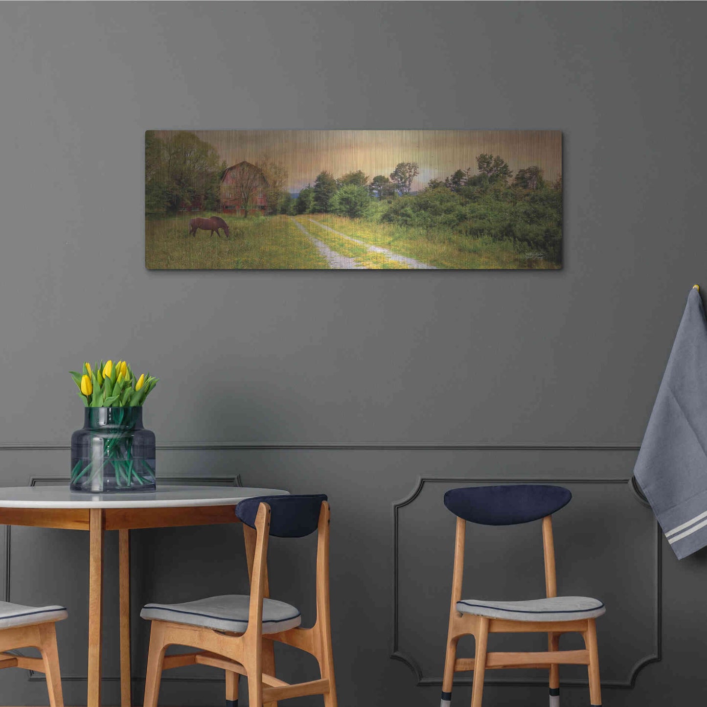 Luxe Metal Art 'Good Grazing' by Lori Deiter, Metal Wall Art,48x16