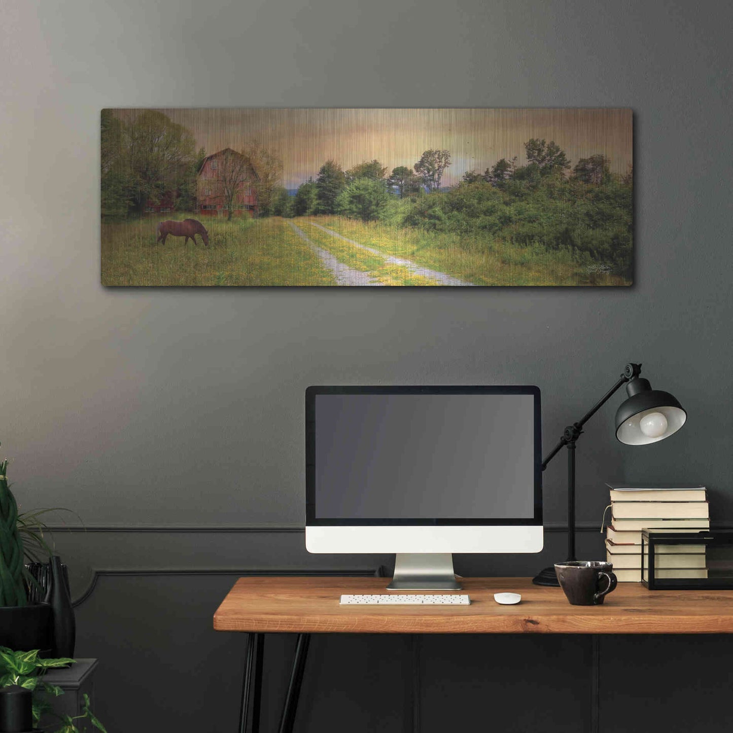 Luxe Metal Art 'Good Grazing' by Lori Deiter, Metal Wall Art,48x16