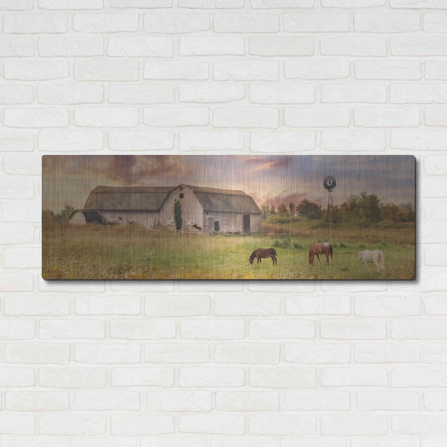 Luxe Metal Art 'Clayton Barnyard' by Lori Deiter, Metal Wall Art,48x16