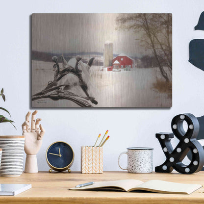 Luxe Metal Art 'Sleigh Ride in the Country' by Lori Deiter, Metal Wall Art,16x12