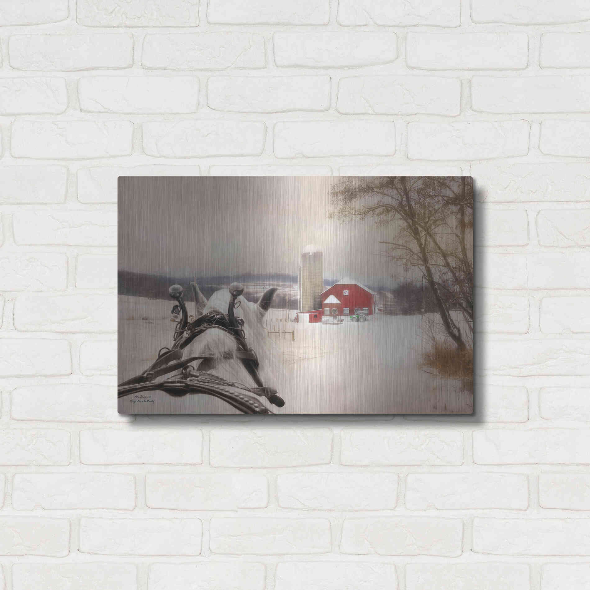Luxe Metal Art 'Sleigh Ride in the Country' by Lori Deiter, Metal Wall Art,24x16