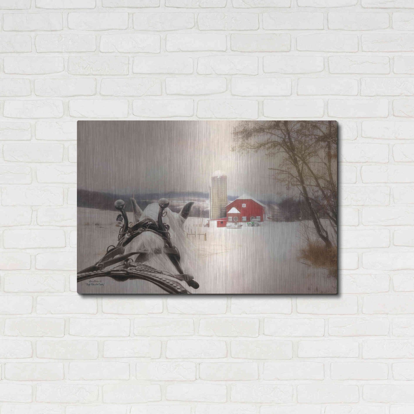 Luxe Metal Art 'Sleigh Ride in the Country' by Lori Deiter, Metal Wall Art,36x24