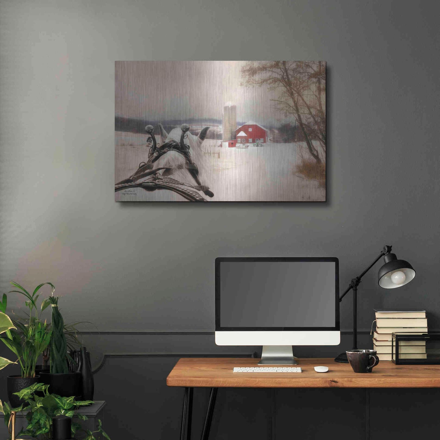 Luxe Metal Art 'Sleigh Ride in the Country' by Lori Deiter, Metal Wall Art,36x24