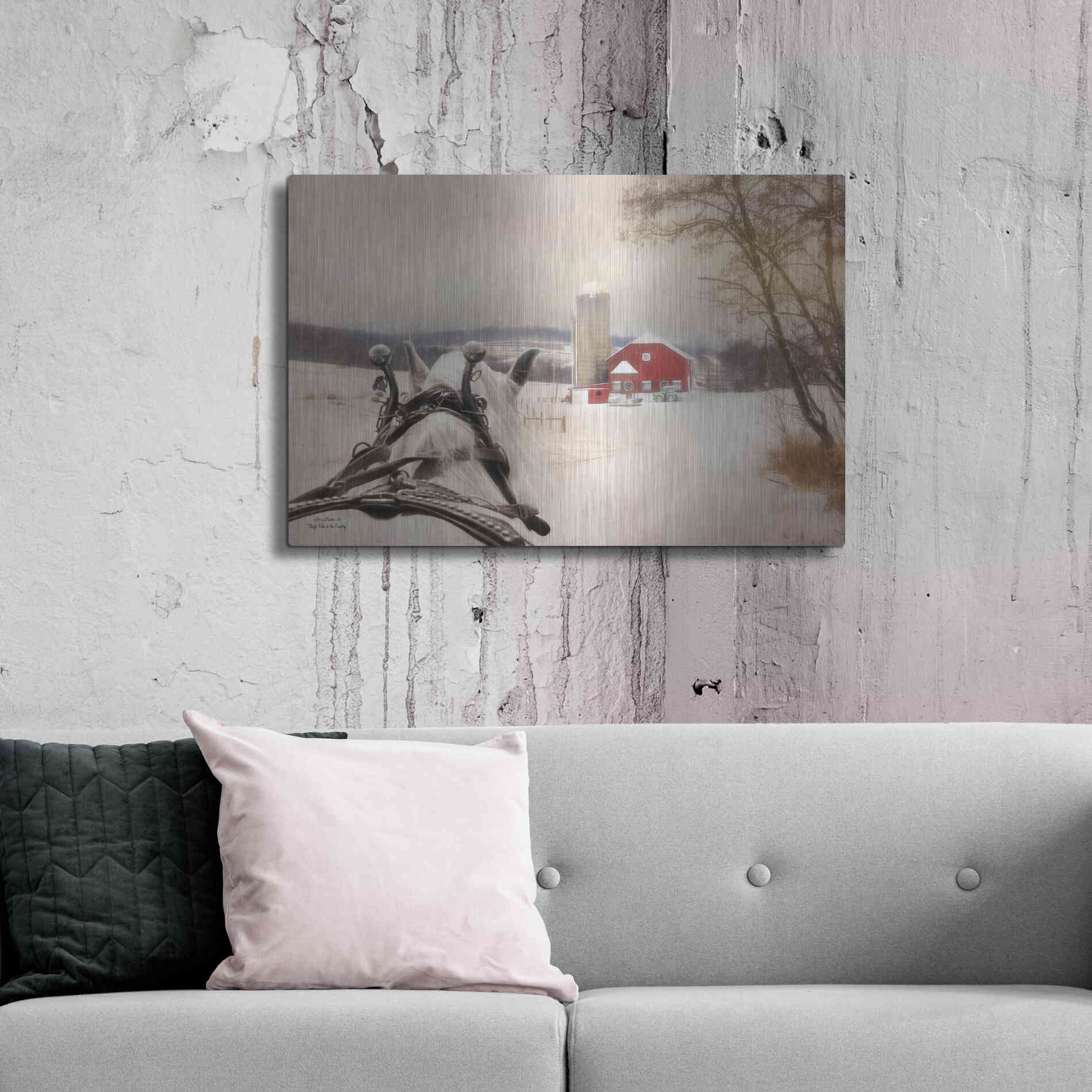 Luxe Metal Art 'Sleigh Ride in the Country' by Lori Deiter, Metal Wall Art,36x24