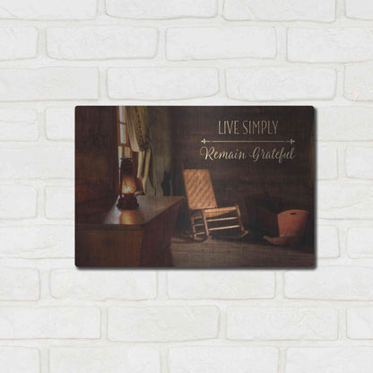 Luxe Metal Art 'Live Simply' by Lori Deiter, Metal Wall Art,16x12