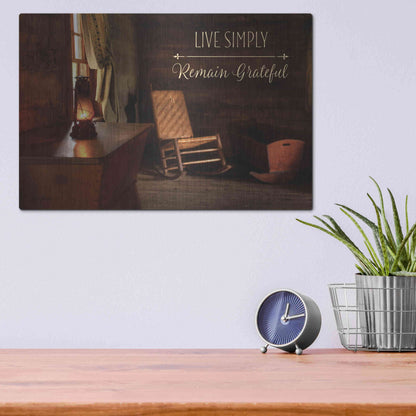 Luxe Metal Art 'Live Simply' by Lori Deiter, Metal Wall Art,16x12