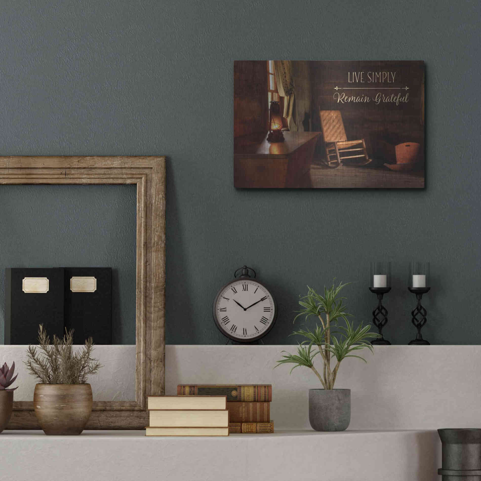 Luxe Metal Art 'Live Simply' by Lori Deiter, Metal Wall Art,16x12