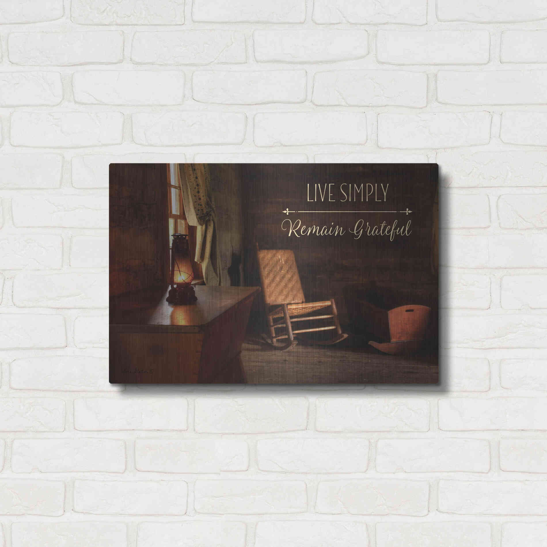 Luxe Metal Art 'Live Simply' by Lori Deiter, Metal Wall Art,24x16