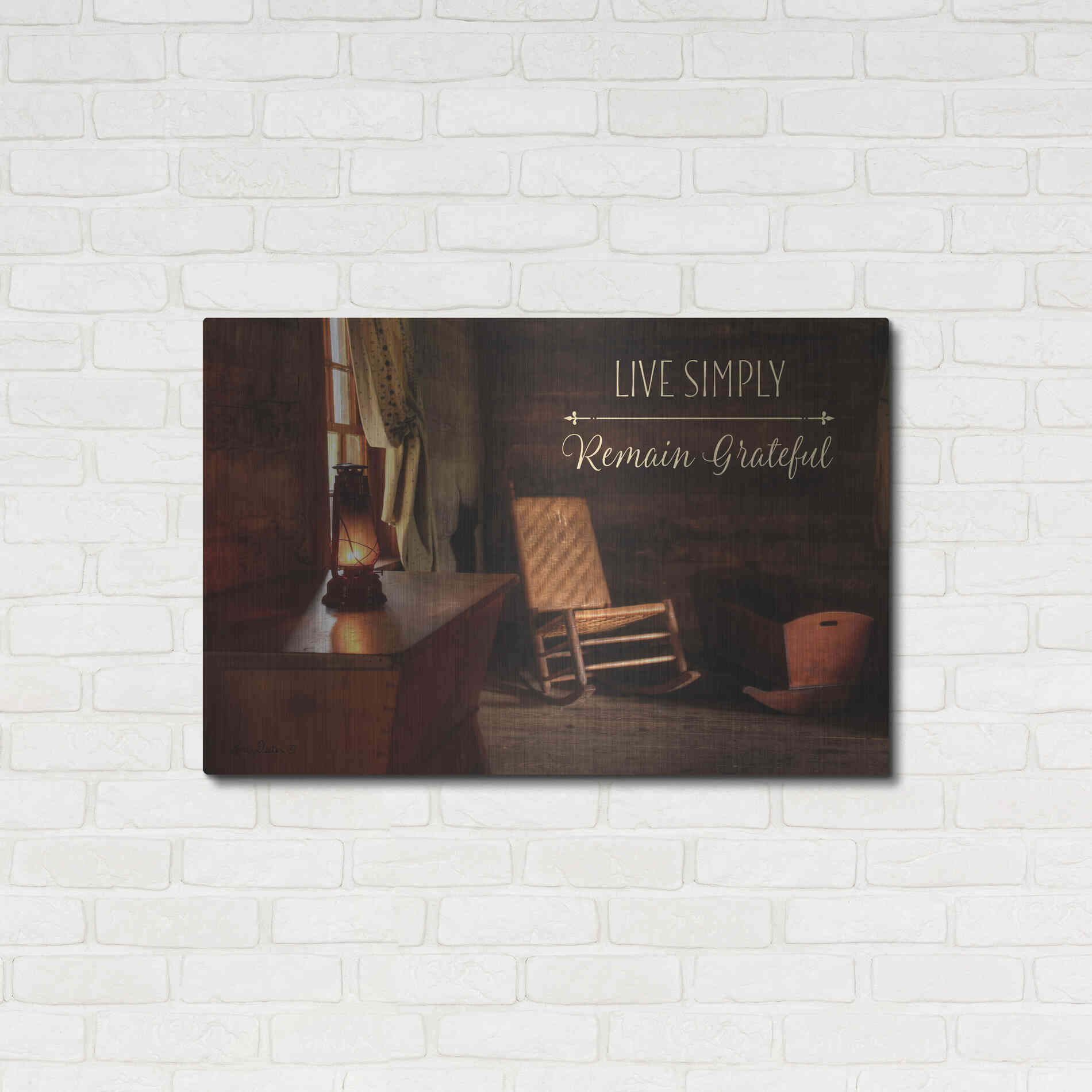 Luxe Metal Art 'Live Simply' by Lori Deiter, Metal Wall Art,36x24