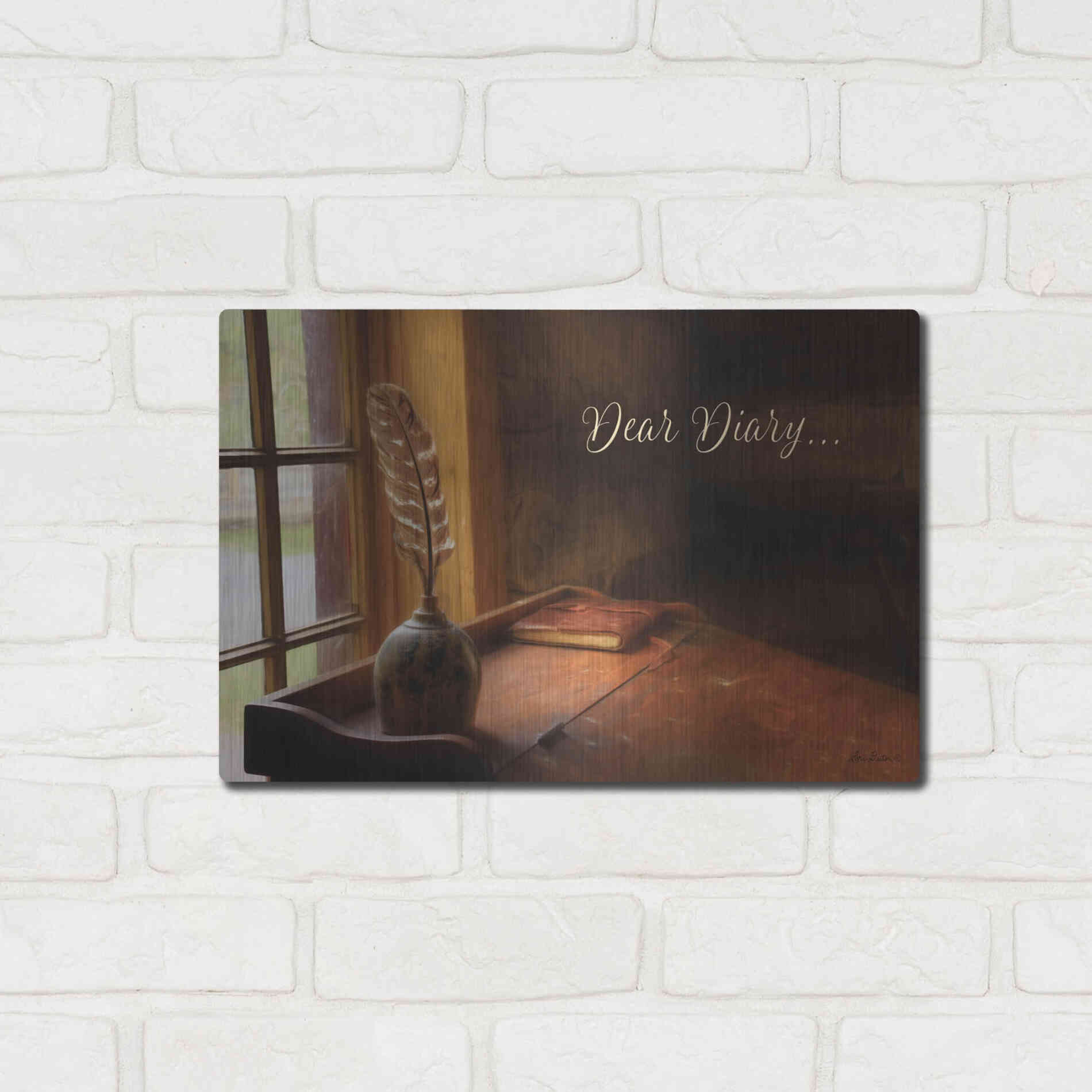 Luxe Metal Art 'Dear Diary' by Lori Deiter, Metal Wall Art,16x12