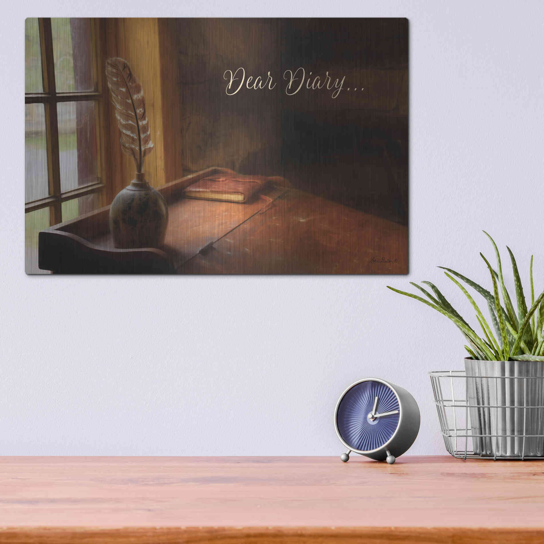 Luxe Metal Art 'Dear Diary' by Lori Deiter, Metal Wall Art,16x12