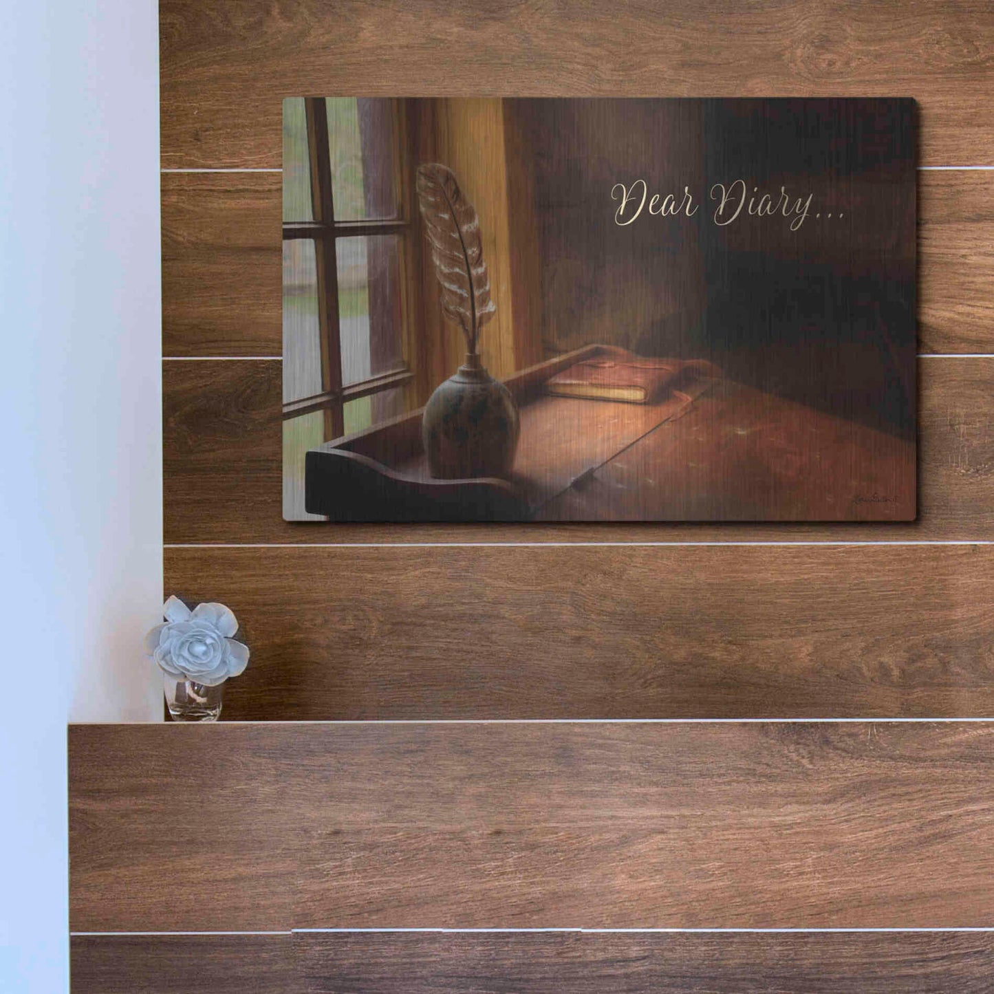 Luxe Metal Art 'Dear Diary' by Lori Deiter, Metal Wall Art,16x12