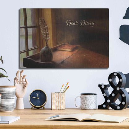 Luxe Metal Art 'Dear Diary' by Lori Deiter, Metal Wall Art,16x12