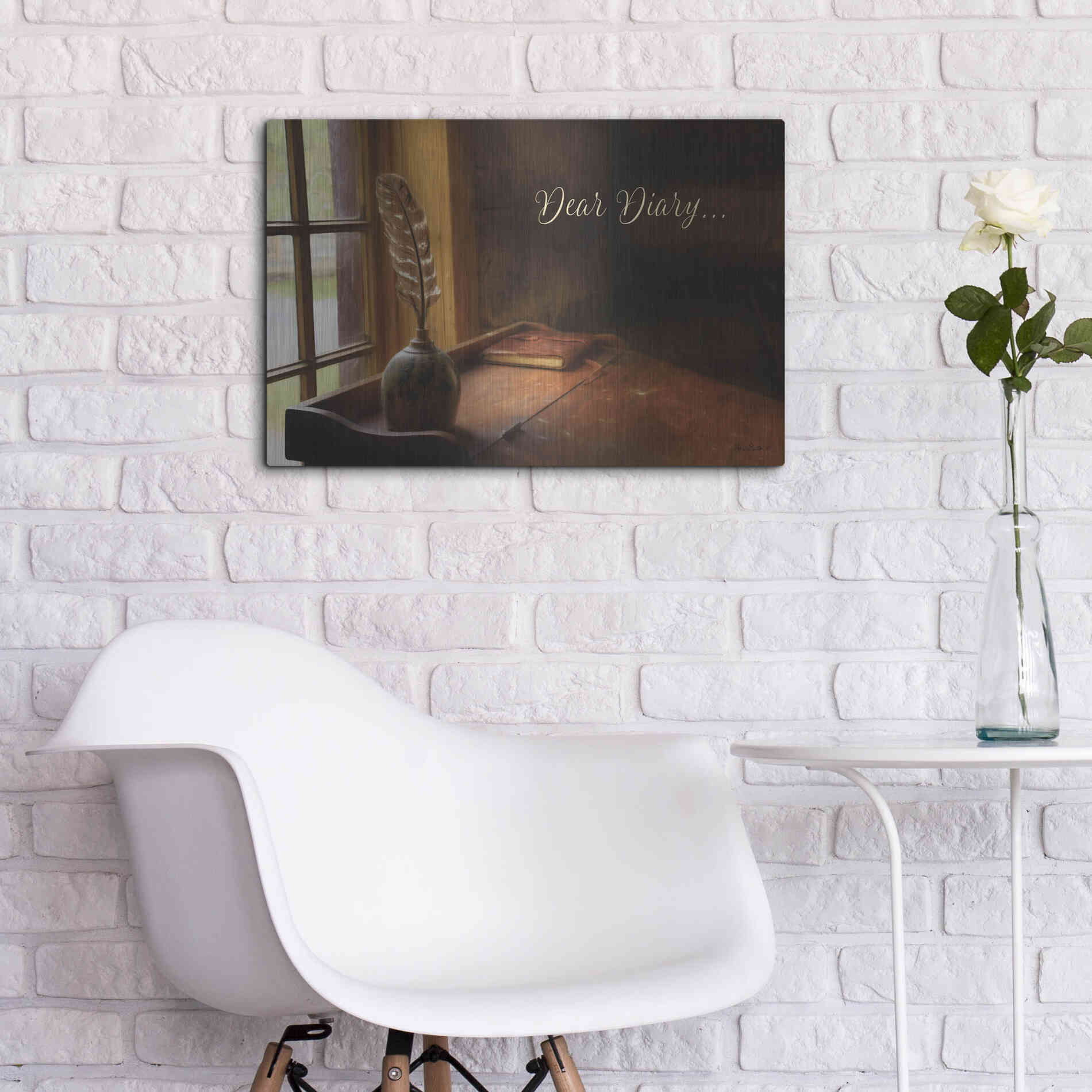 Luxe Metal Art 'Dear Diary' by Lori Deiter, Metal Wall Art,24x16