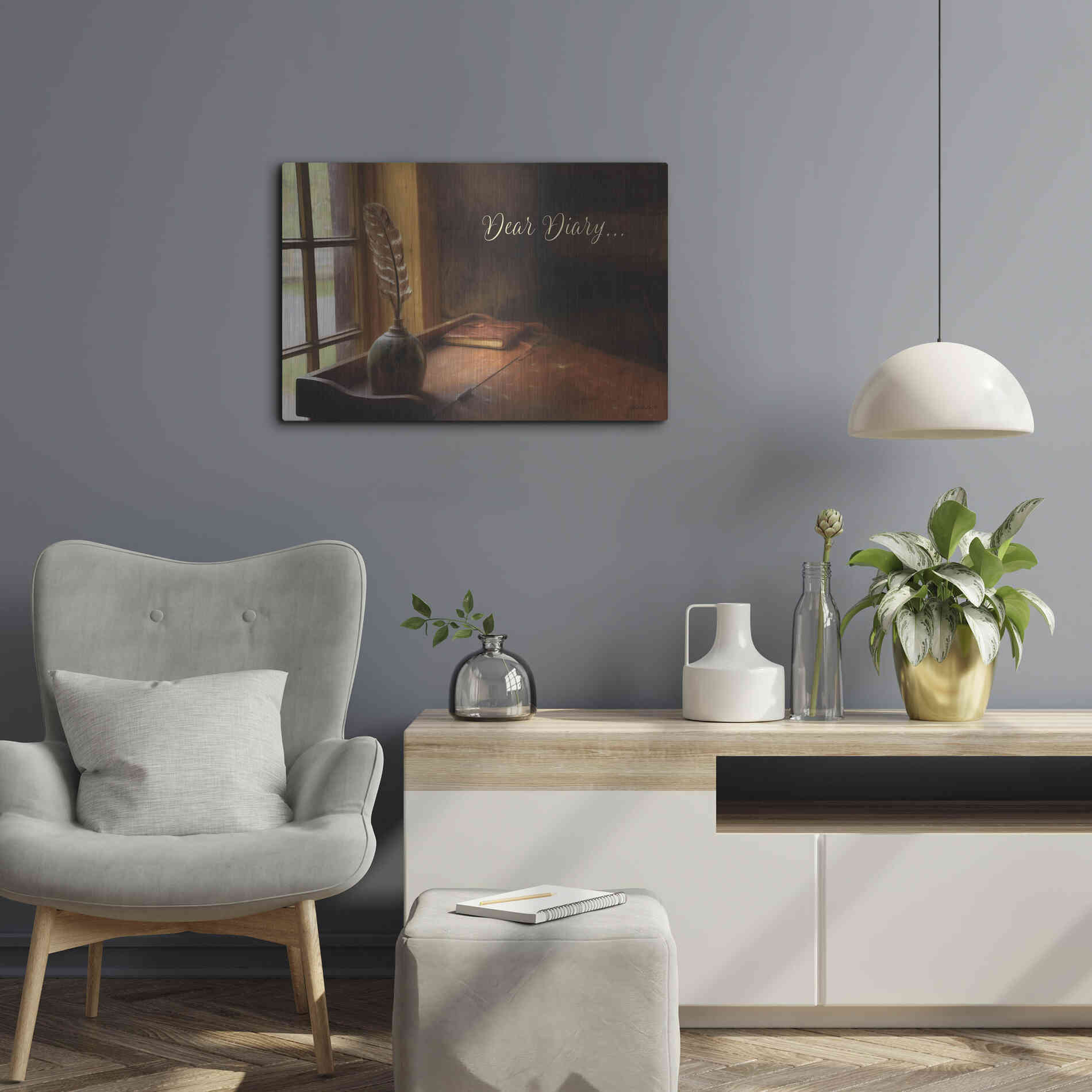 Luxe Metal Art 'Dear Diary' by Lori Deiter, Metal Wall Art,24x16