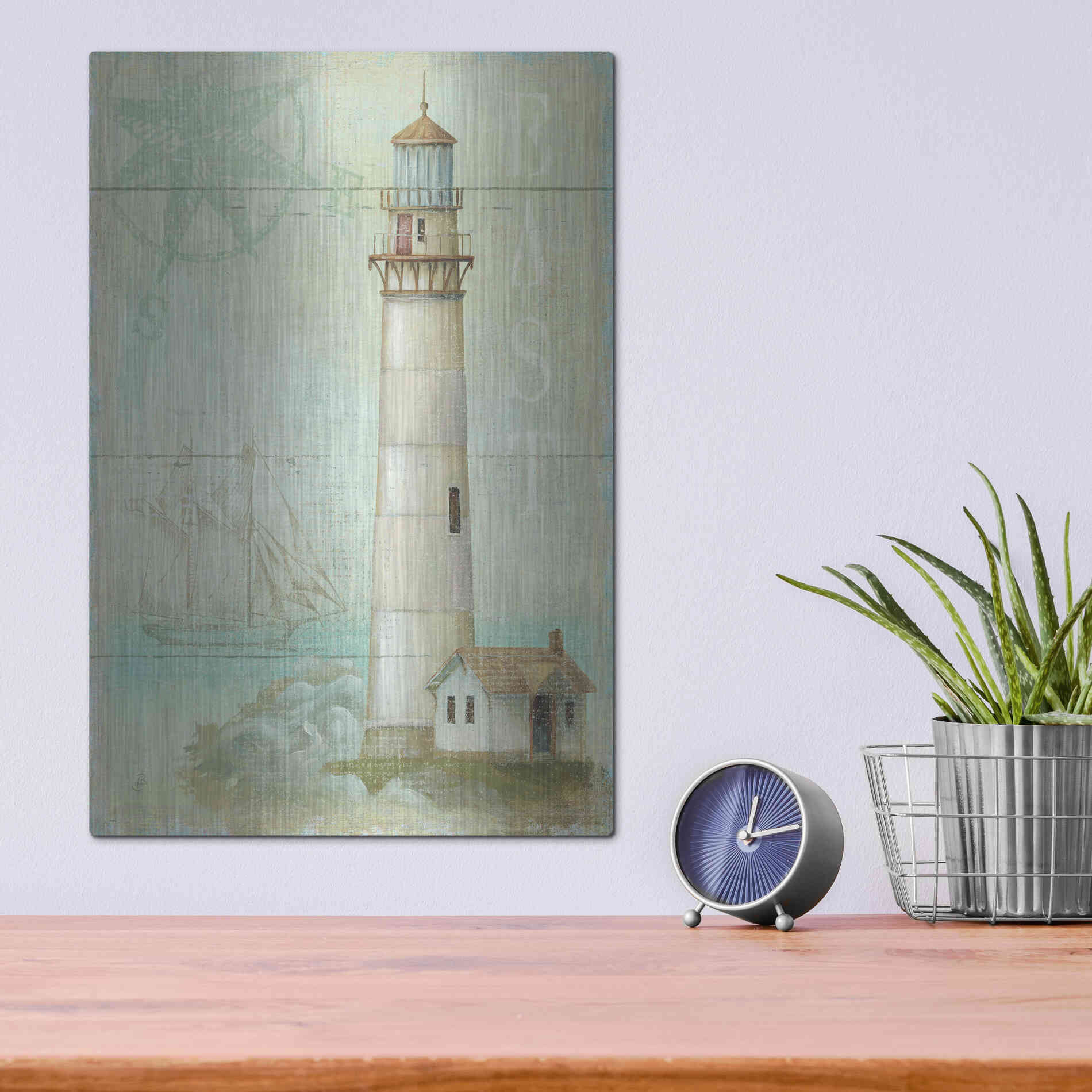 Luxe Metal Art 'East Coastal Light' by Daphne Brissonet, Metal Wall Art,12x16