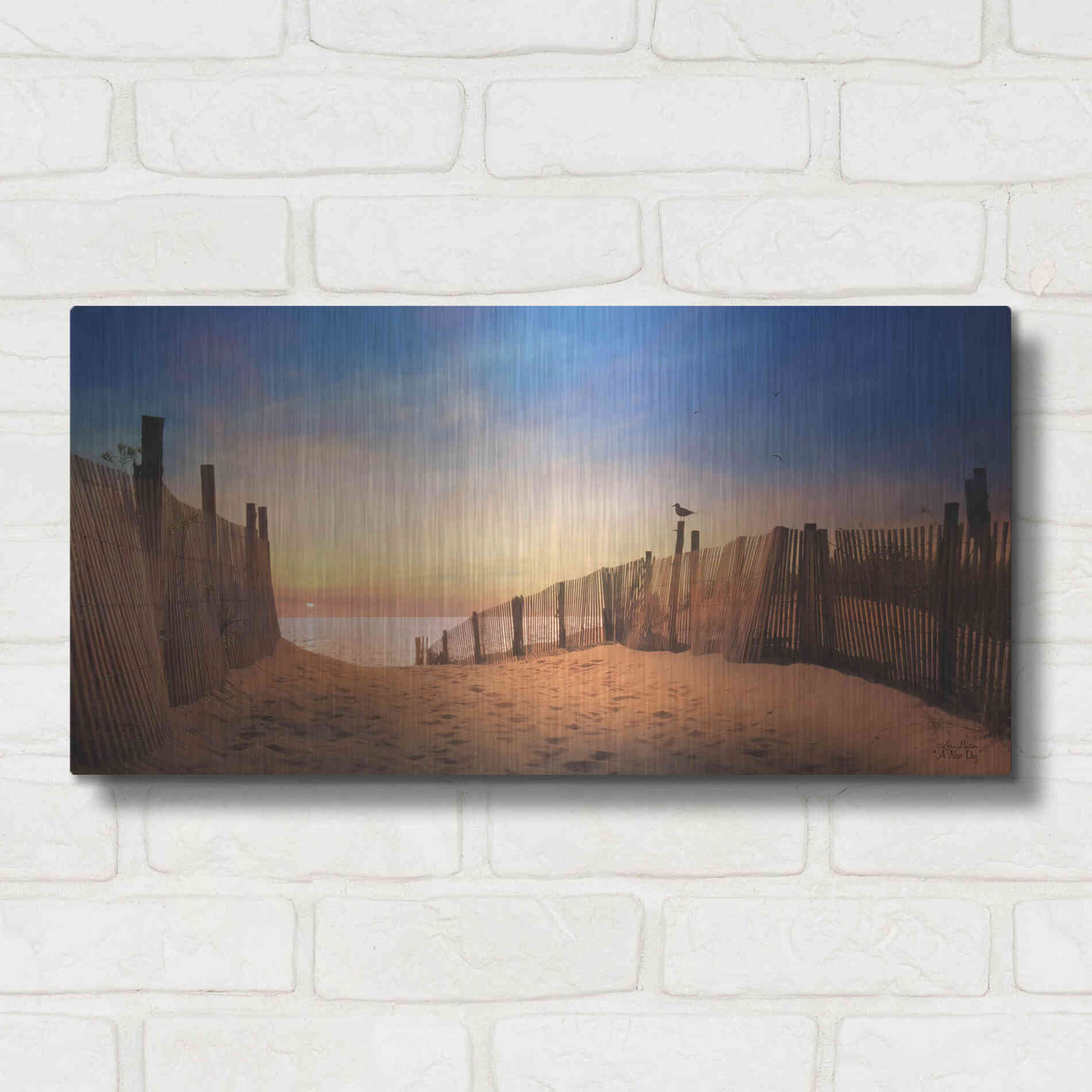 Luxe Metal Art 'A New Day' by Lori Deiter, Metal Wall Art,24x12