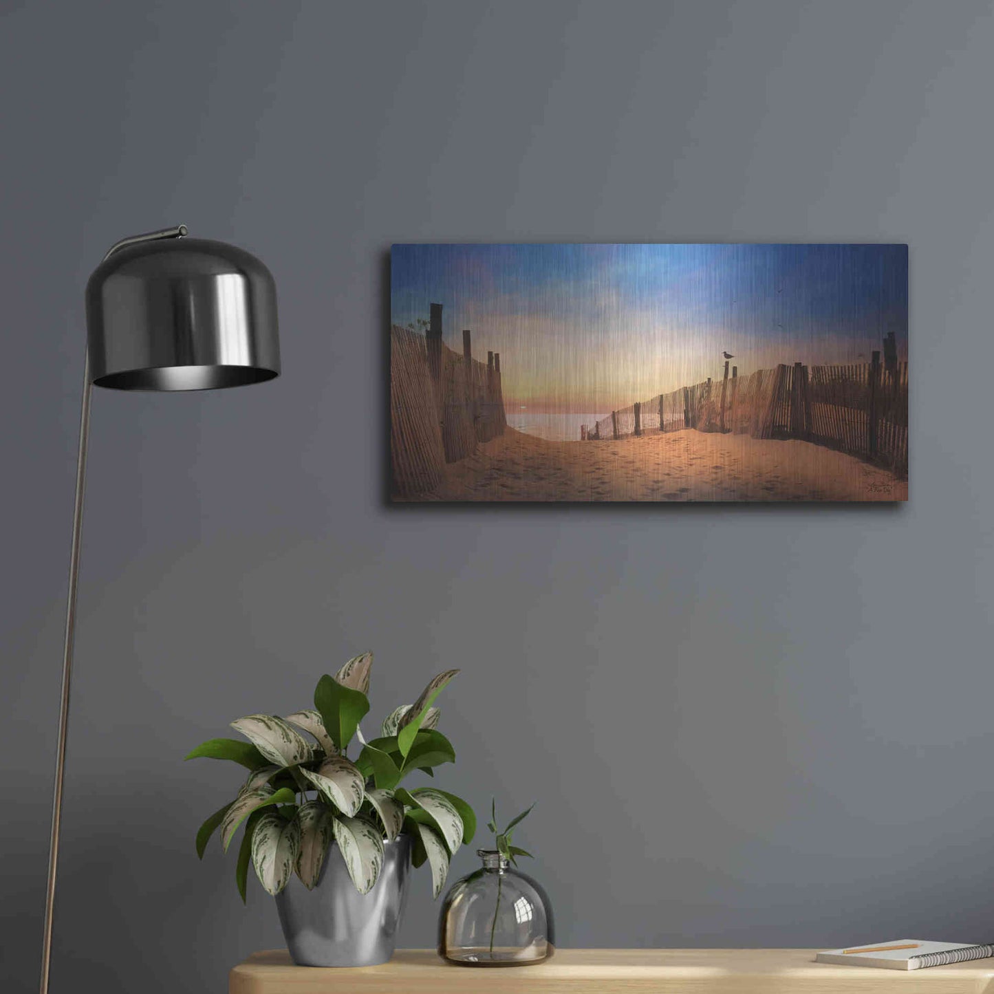 Luxe Metal Art 'A New Day' by Lori Deiter, Metal Wall Art,24x12