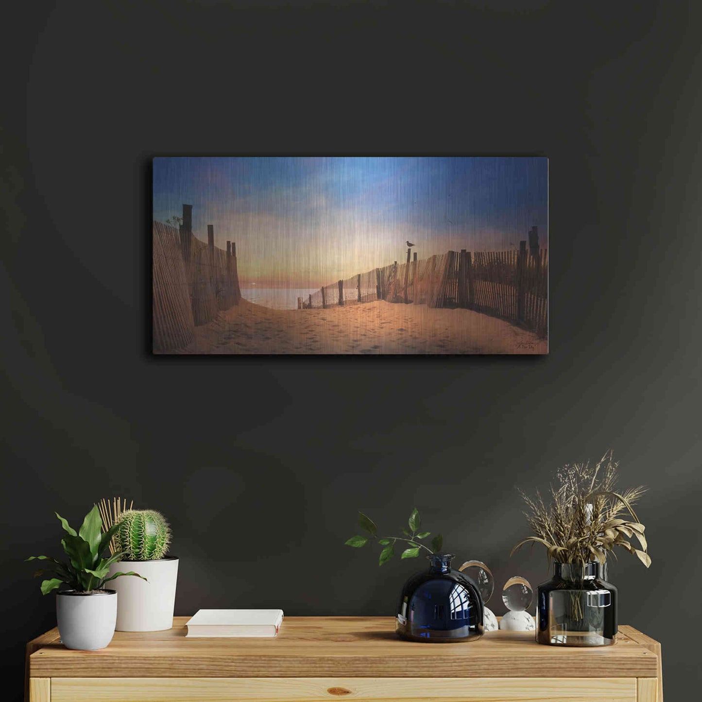 Luxe Metal Art 'A New Day' by Lori Deiter, Metal Wall Art,24x12