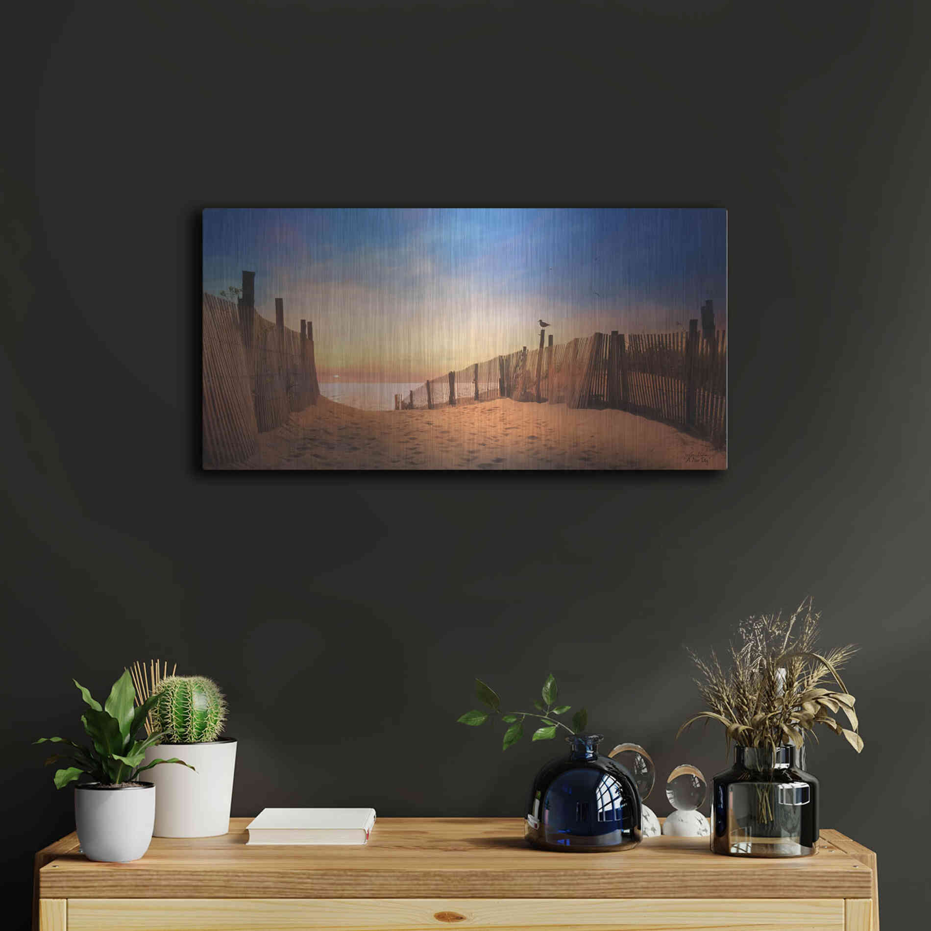 Luxe Metal Art 'A New Day' by Lori Deiter, Metal Wall Art,24x12