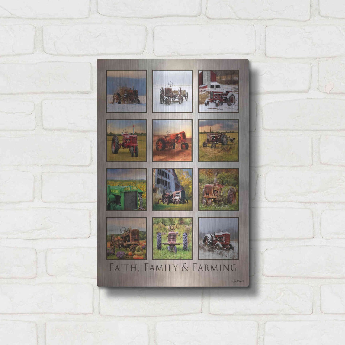 Luxe Metal Art 'Faith, Family & Farming' by Lori Deiter, Metal Wall Art,12x16