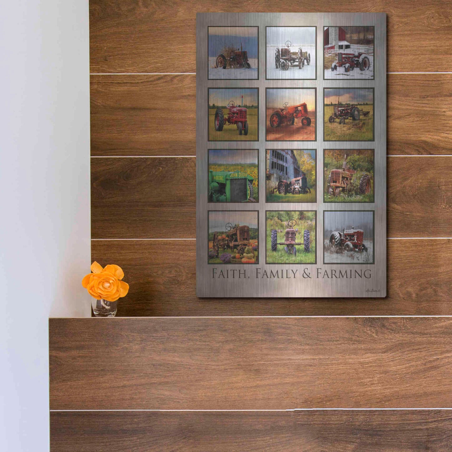 Luxe Metal Art 'Faith, Family & Farming' by Lori Deiter, Metal Wall Art,12x16