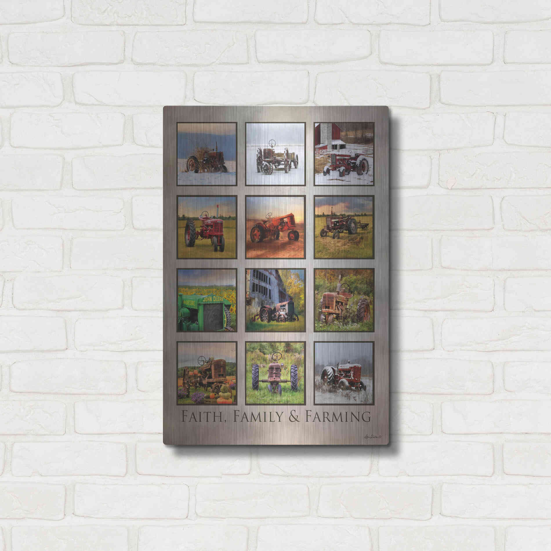 Luxe Metal Art 'Faith, Family & Farming' by Lori Deiter, Metal Wall Art,16x24