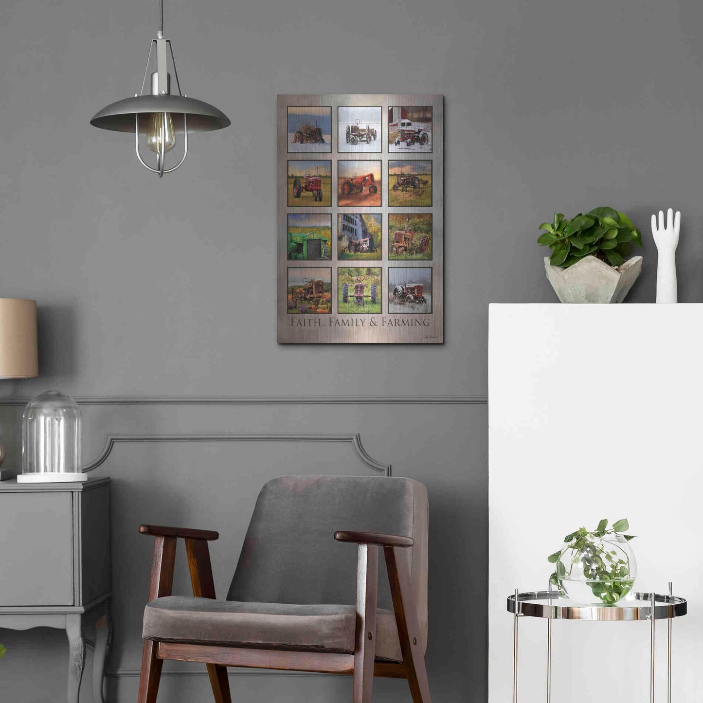 Luxe Metal Art 'Faith, Family & Farming' by Lori Deiter, Metal Wall Art,16x24