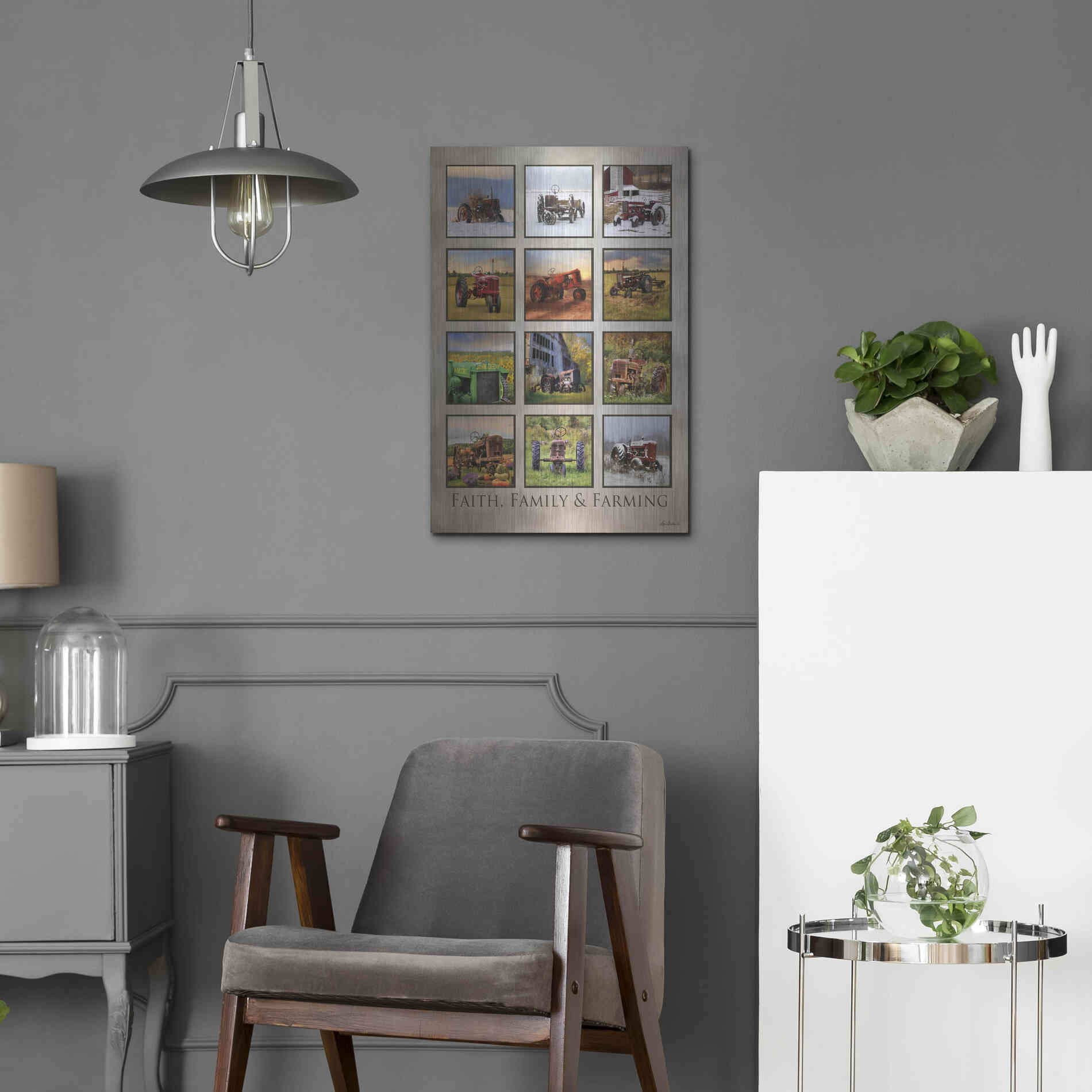 Luxe Metal Art 'Faith, Family & Farming' by Lori Deiter, Metal Wall Art,16x24