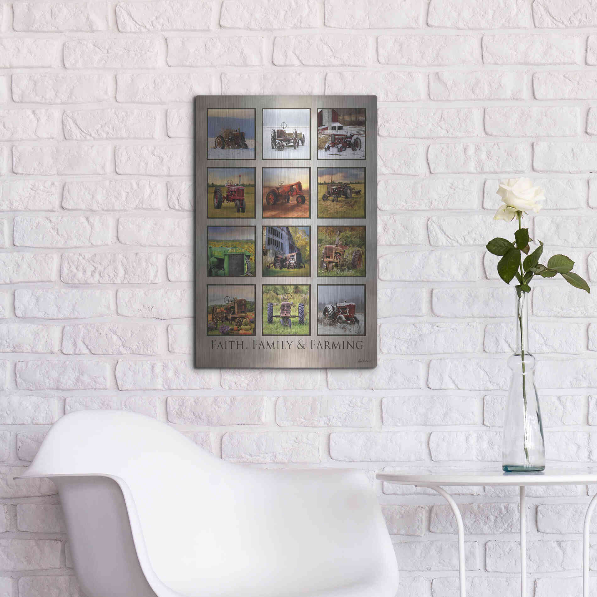 Luxe Metal Art 'Faith, Family & Farming' by Lori Deiter, Metal Wall Art,16x24