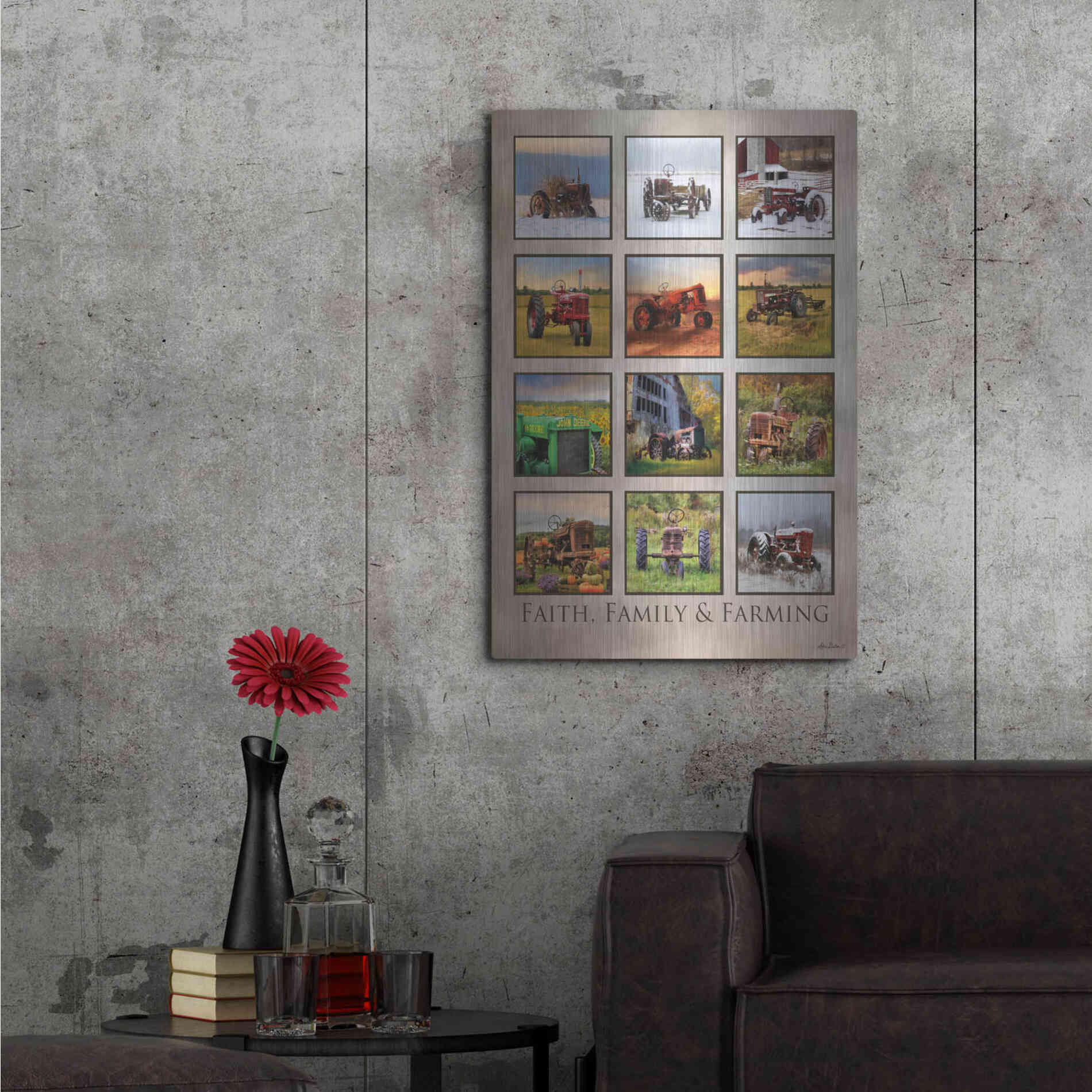 Luxe Metal Art 'Faith, Family & Farming' by Lori Deiter, Metal Wall Art,24x36