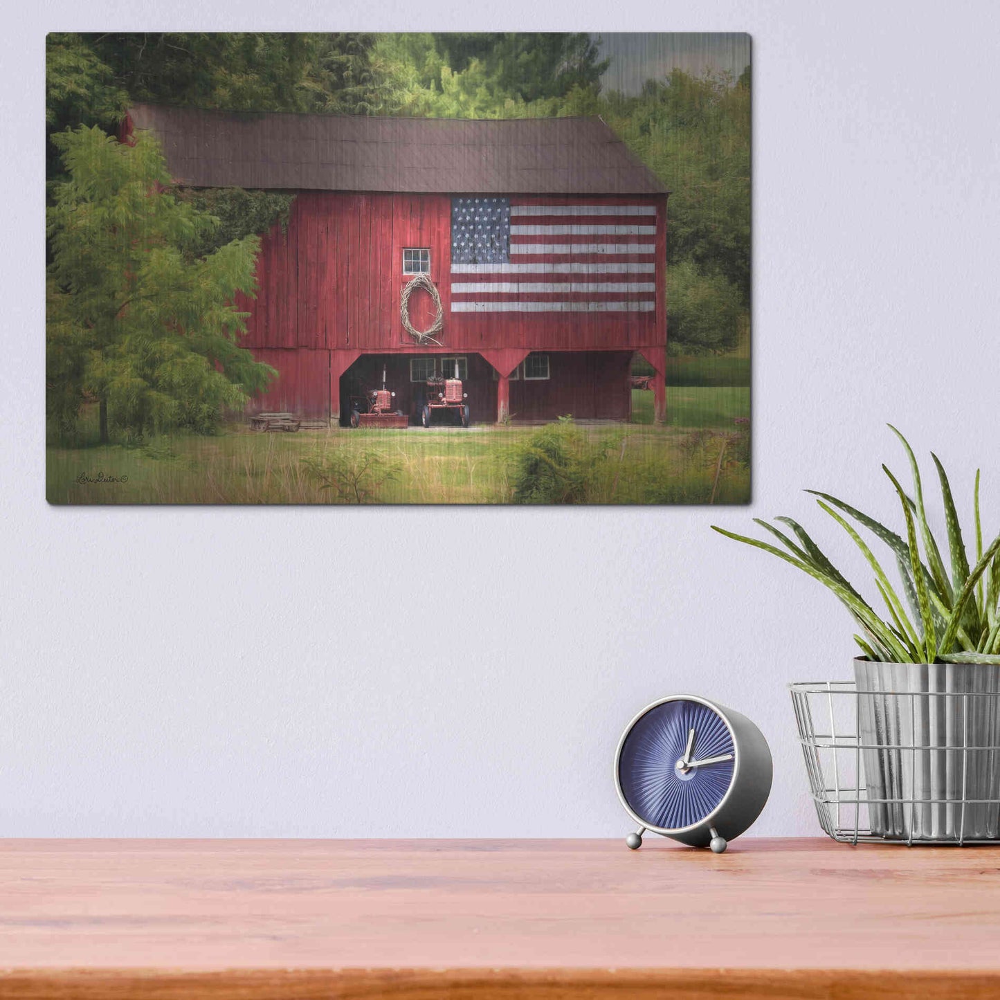 Luxe Metal Art 'Patriotic Farmer' by Lori Deiter, Metal Wall Art,16x12