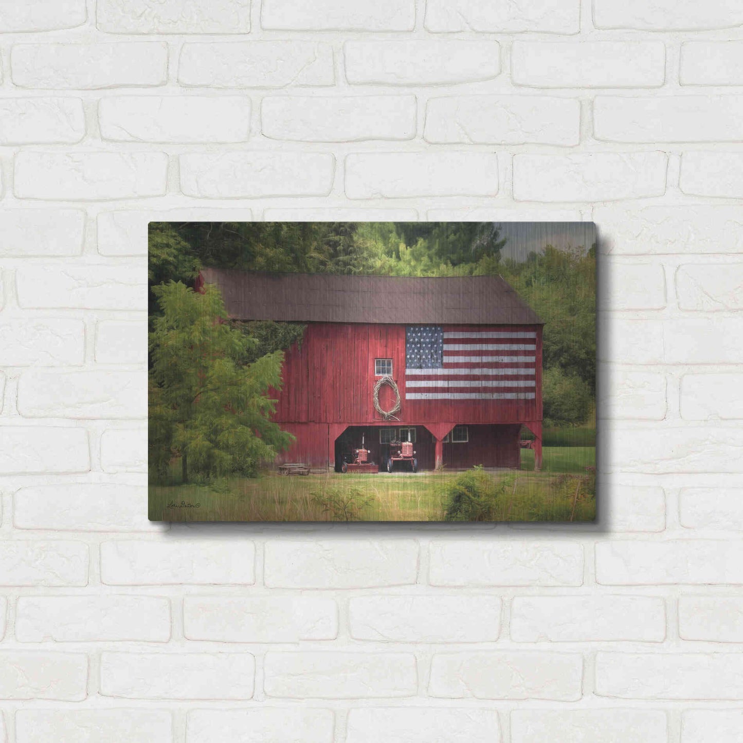 Luxe Metal Art 'Patriotic Farmer' by Lori Deiter, Metal Wall Art,24x16