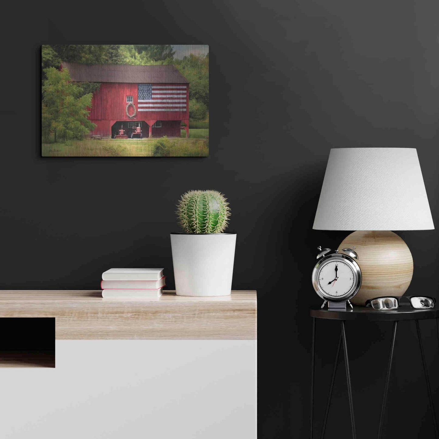 Luxe Metal Art 'Patriotic Farmer' by Lori Deiter, Metal Wall Art,24x16