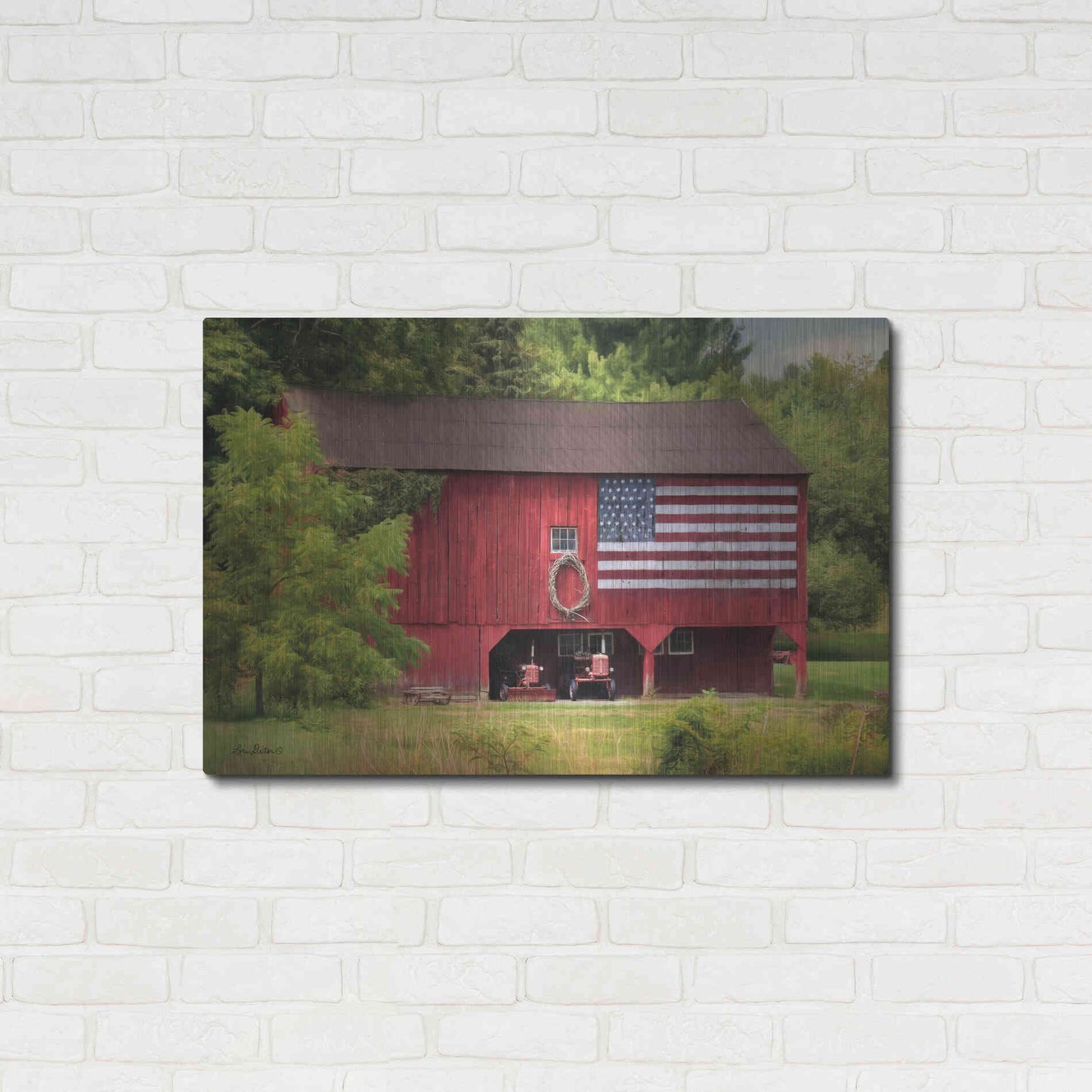 Luxe Metal Art 'Patriotic Farmer' by Lori Deiter, Metal Wall Art,36x24