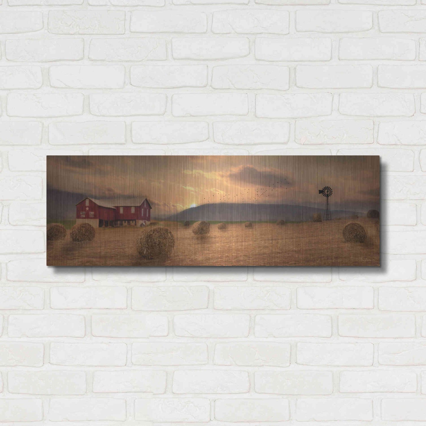 Luxe Metal Art 'Workin' the Farm' by Lori Deiter, Metal Wall Art,36x12