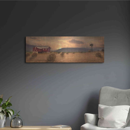 Luxe Metal Art 'Workin' the Farm' by Lori Deiter, Metal Wall Art,36x12