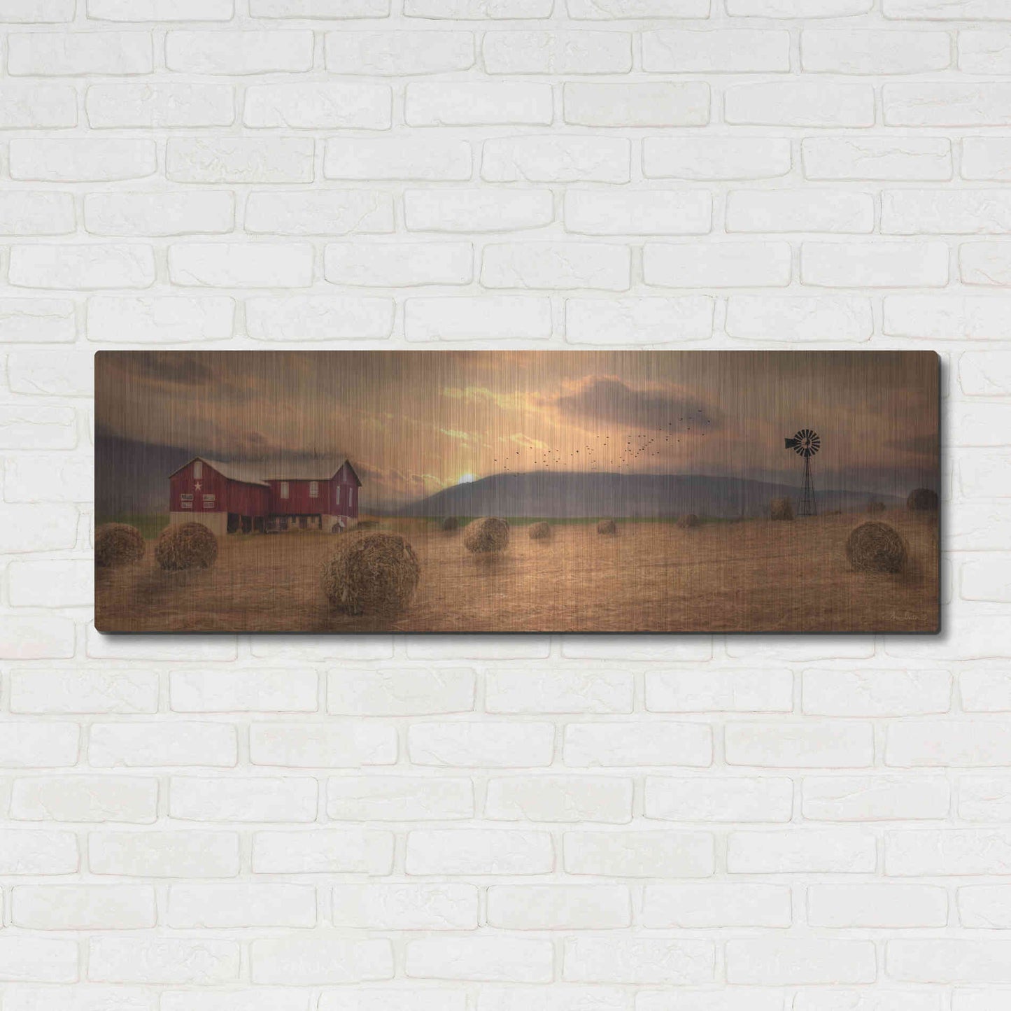 Luxe Metal Art 'Workin' the Farm' by Lori Deiter, Metal Wall Art,48x16