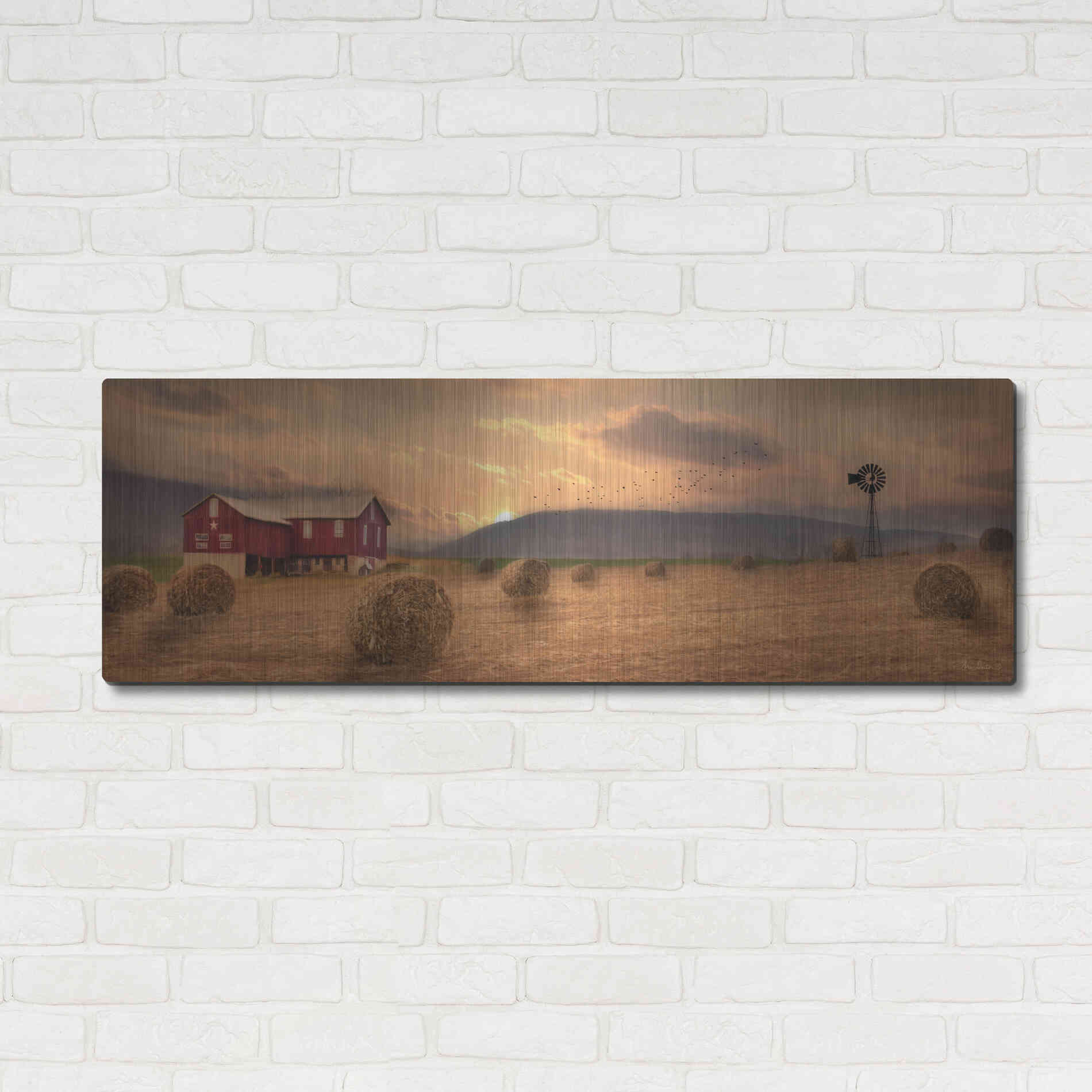 Luxe Metal Art 'Workin' the Farm' by Lori Deiter, Metal Wall Art,48x16