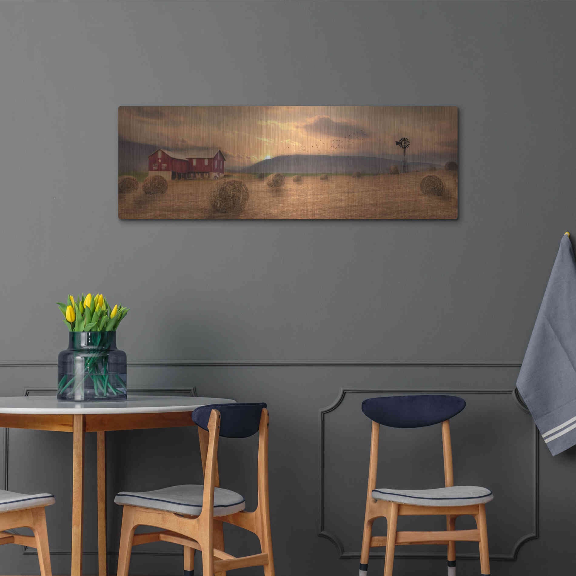 Luxe Metal Art 'Workin' the Farm' by Lori Deiter, Metal Wall Art,48x16