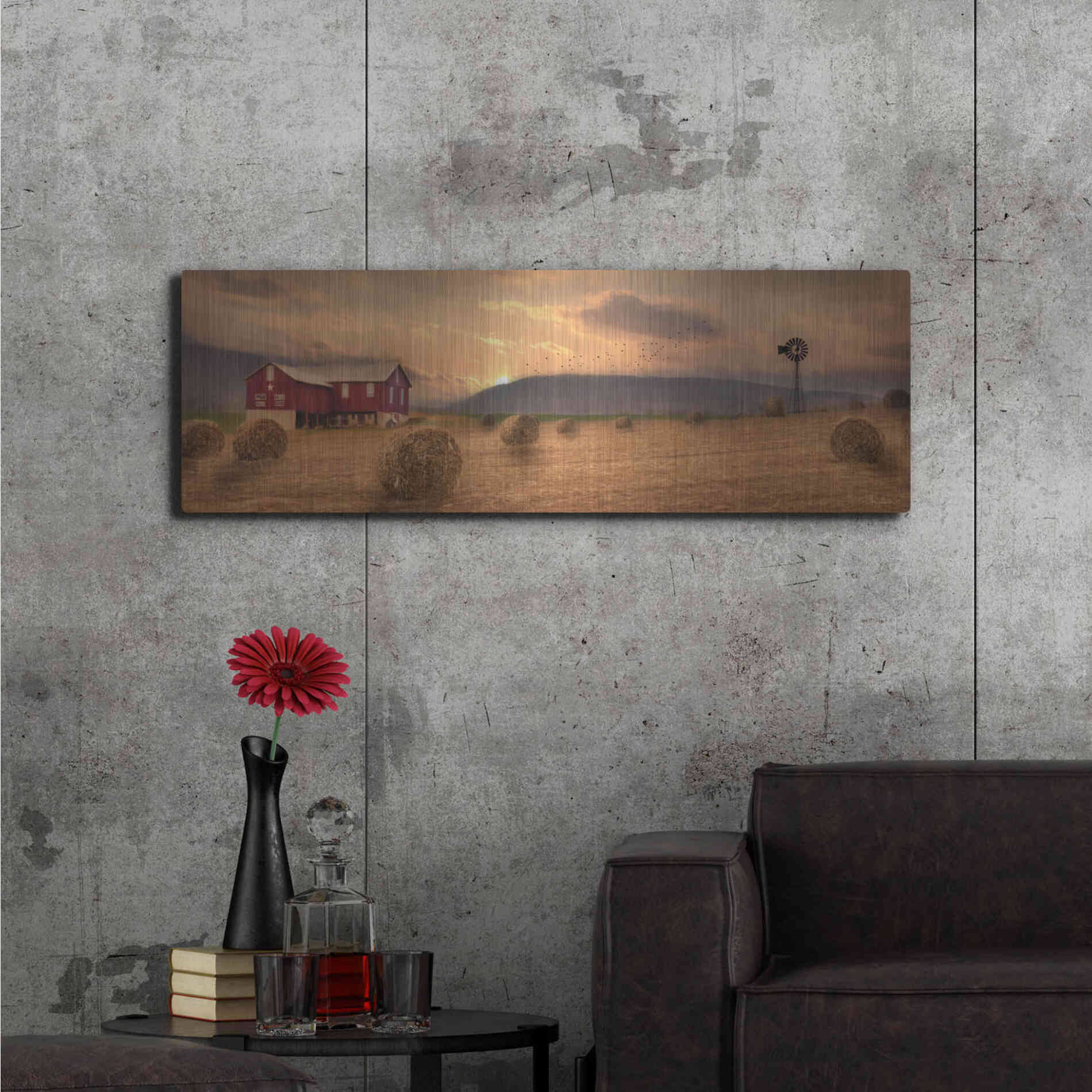 Luxe Metal Art 'Workin' the Farm' by Lori Deiter, Metal Wall Art,48x16