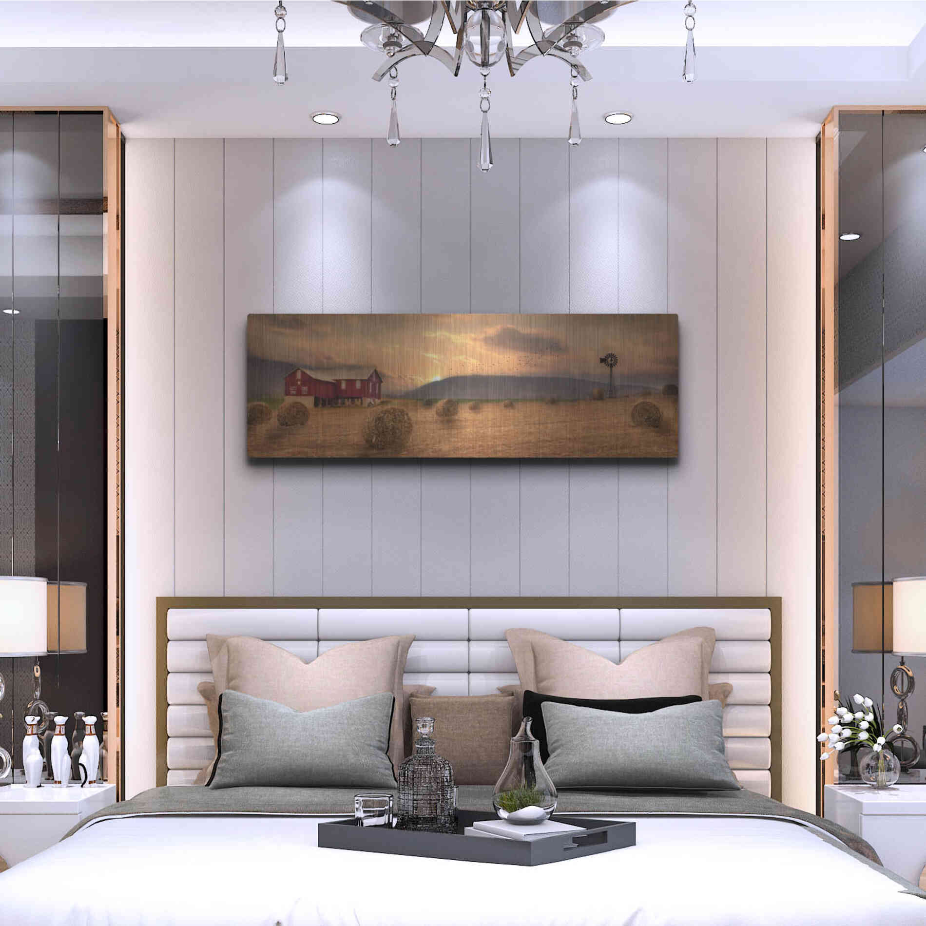 Luxe Metal Art 'Workin' the Farm' by Lori Deiter, Metal Wall Art,48x16