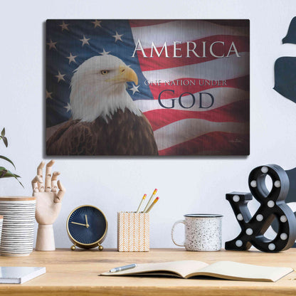 Luxe Metal Art 'One Nation Under God Flag' by Lori Deiter, Metal Wall Art,16x12