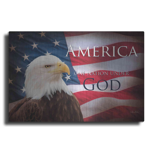 Luxe Metal Art 'One Nation Under God Flag' by Lori Deiter, Metal Wall Art